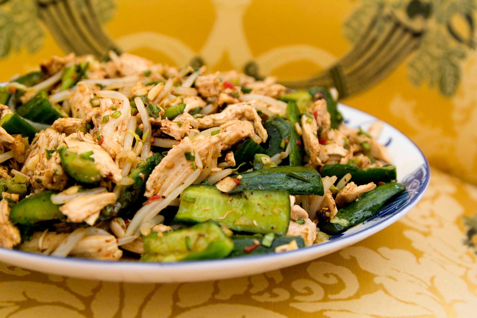 Food Makes Me Happy Chinese Cold Dish using Chicken, Cucumber, Bean